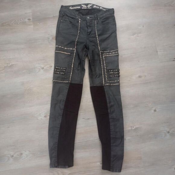 Robin's Jeans Studded Black Stacked Rock Jeans